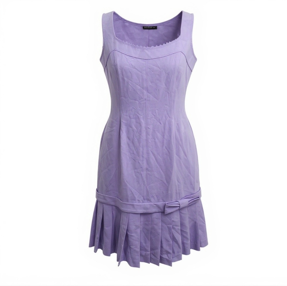 Ross Mayer Lilac Pleated Mini Dress Size 4 - Picture 2 of 12